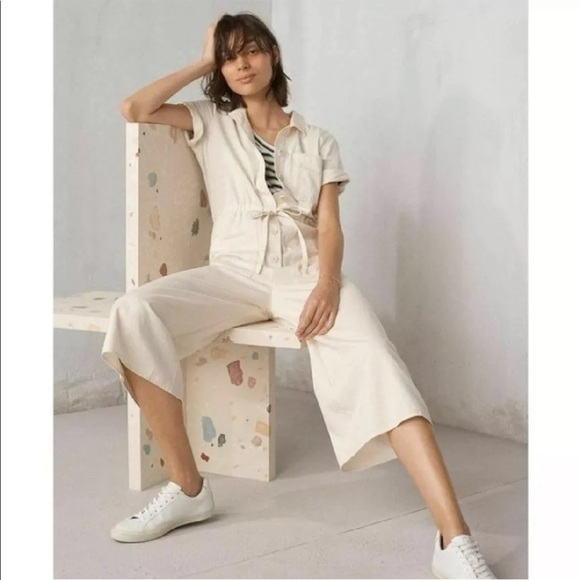 Madewell Pants - Madewell Ivory Utility Wide Leg Crop Jumpsuit (Size 6)